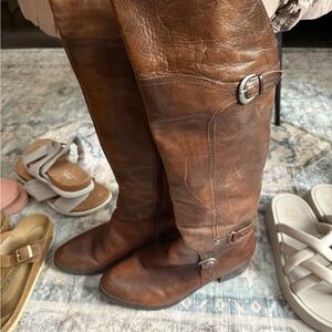 Brown Leather Knee-High Boots